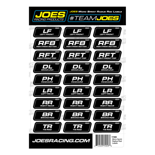 JOES Micro Sprint Radius Rod Labels